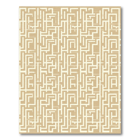 Tan Labyrinth Geometric Lines Rug