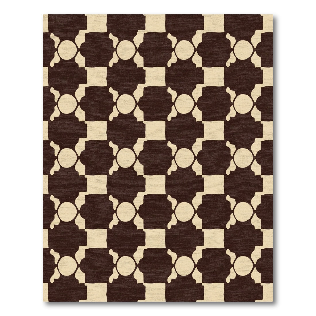 Brown Cream Geometric Interlock Rug