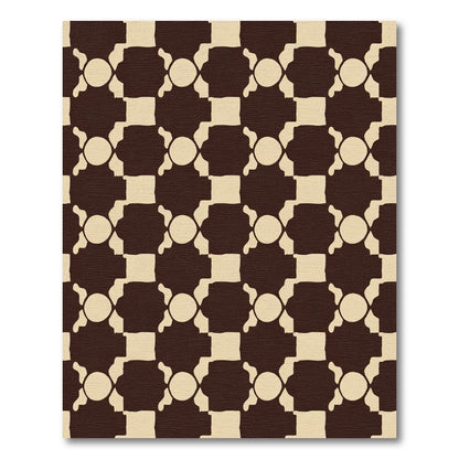 Brown Cream Geometric Interlock Rug