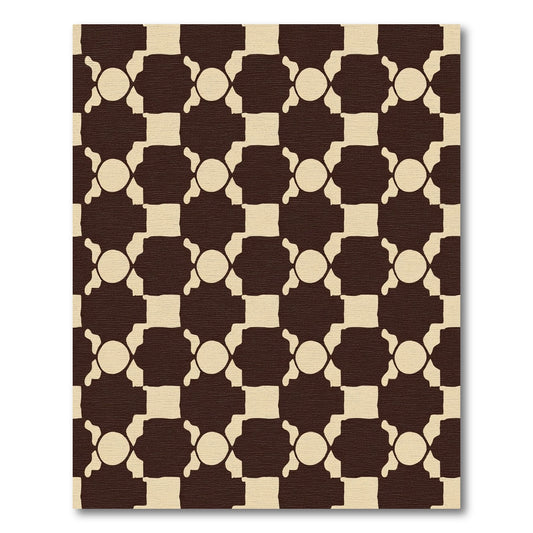 Brown Cream Geometric Interlock Rug