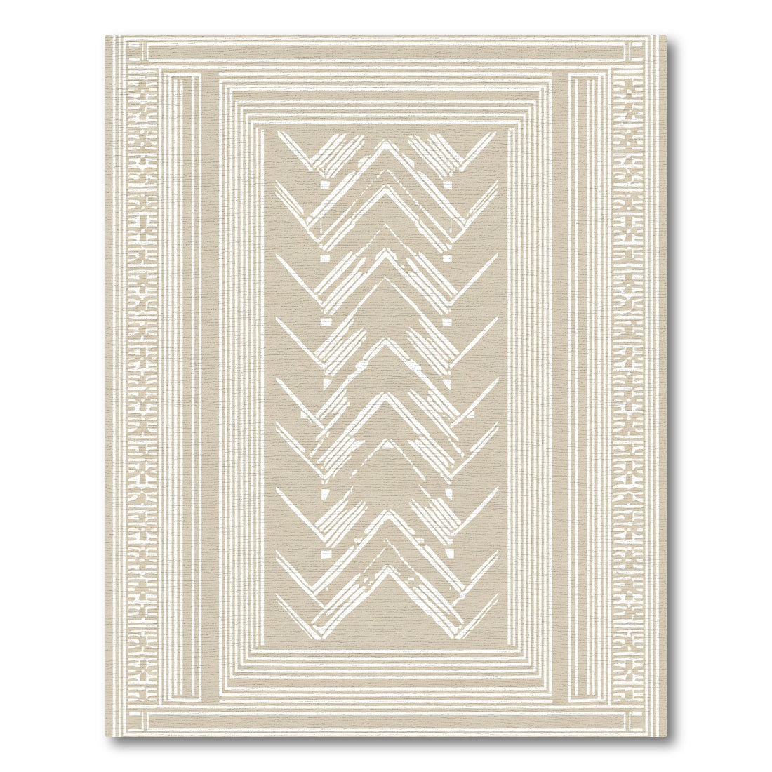Earthy Neutral Chevron Stripe Rectangular Rug