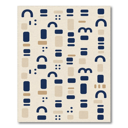 Blue and Teal Geometric Modern Navy Geometric Area Rug