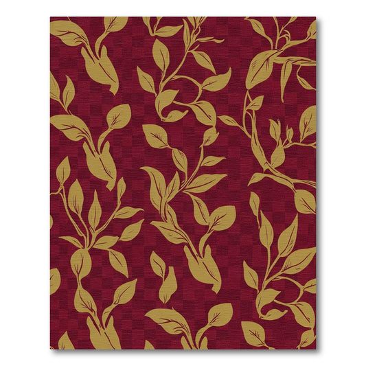 Crimson Gold Vine Branch Tapestry Rug