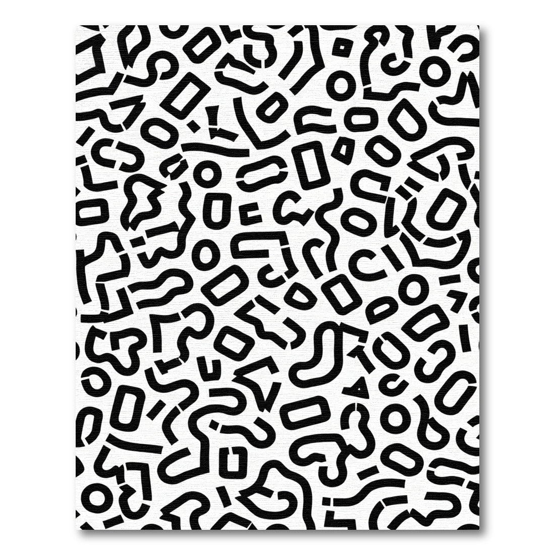 Bold Black Abstract Memphis Shapes Rug