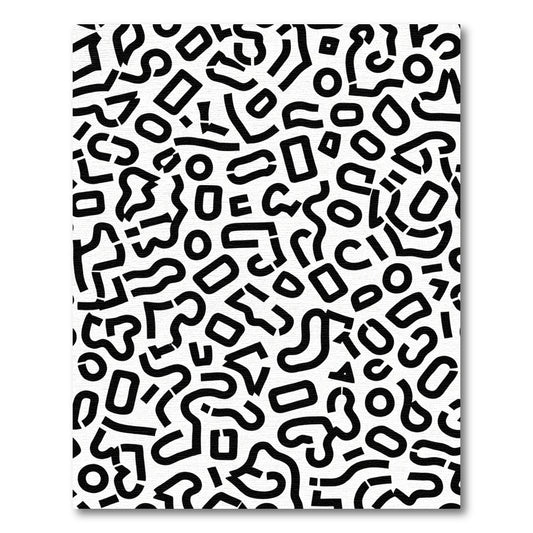Bold Black Abstract Memphis Shapes Rug