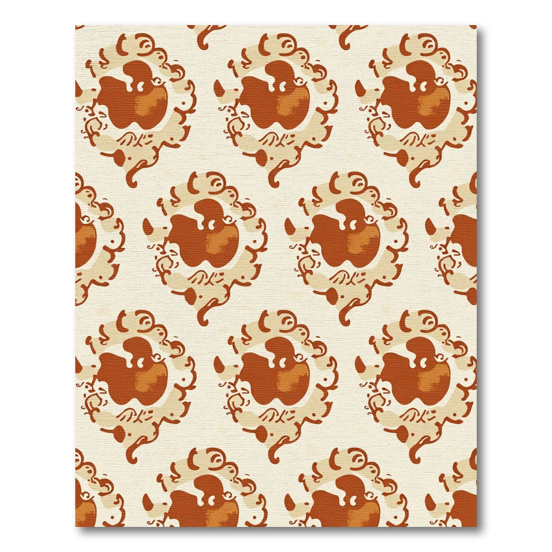 Rust Cream Scrollwork Medallion Rug
