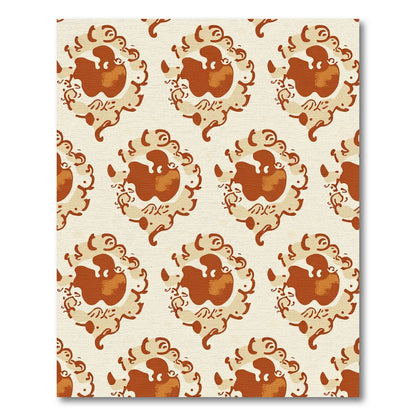 Rust Cream Scrollwork Medallion Rug