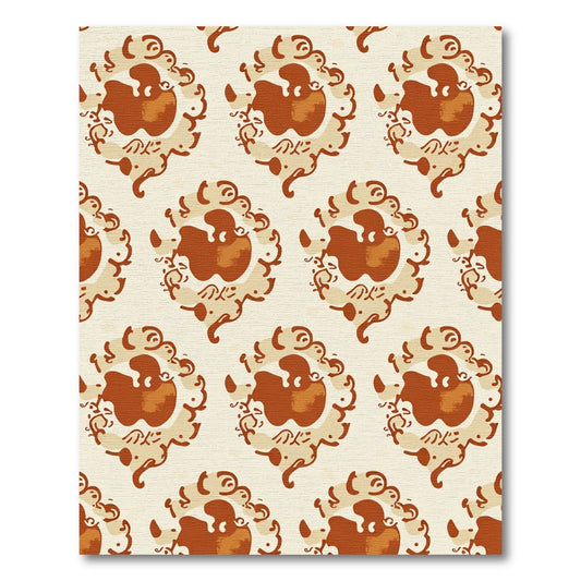 Rust Cream Scrollwork Medallion Rug