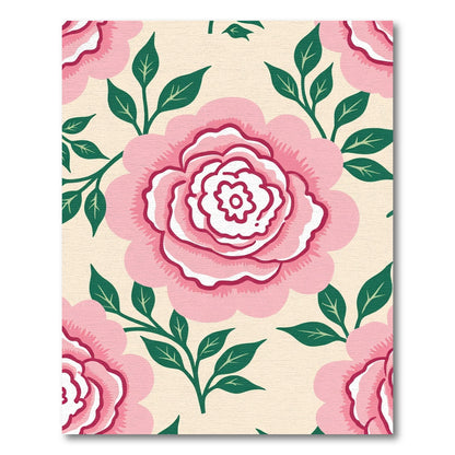 Large Pink Peony Vine Botanical Rug