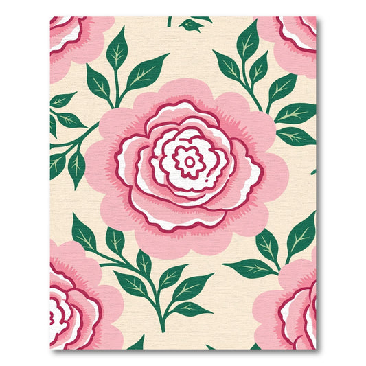 Large Pink Peony Vine Botanical Rug