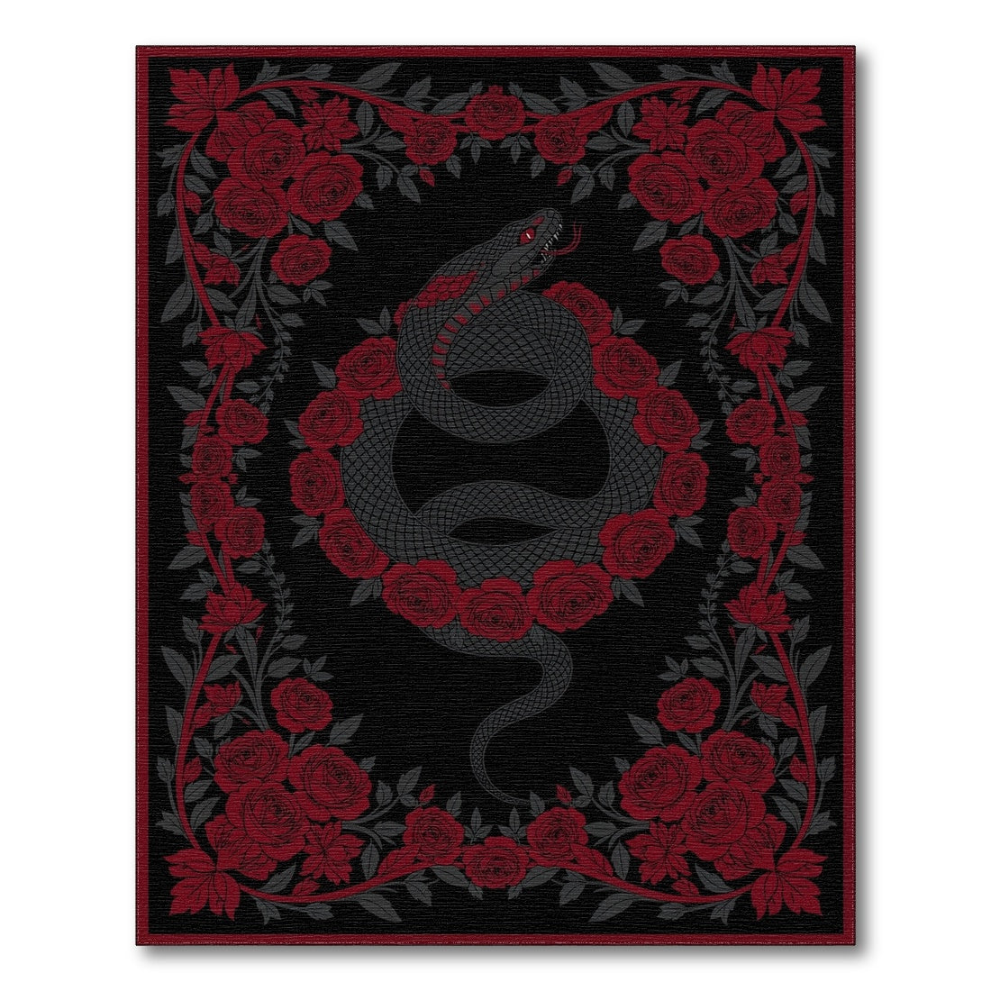 Red Rose Serpent Area Rug