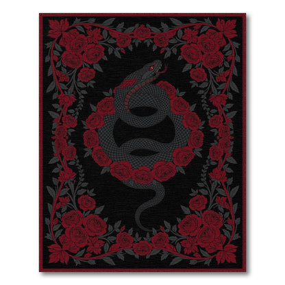 Red Rose Serpent Area Rug