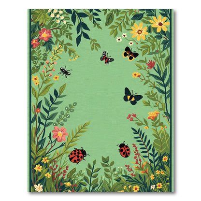 Whimsical Garden Ladybugs Butterflies Rug