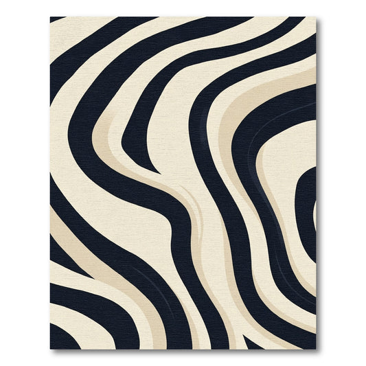 Bold Black Cream Swirl Rug