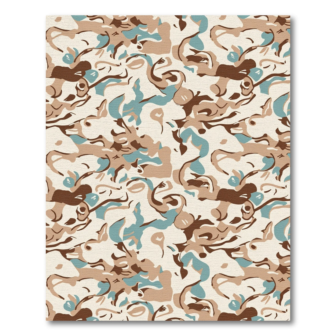 Abstract Tan Blue Brown Swirls Rug