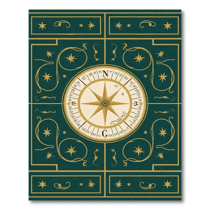 Emerald Green Compass Star Scroll Rug