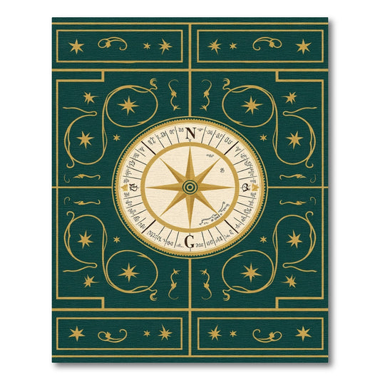 Emerald Green Compass Star Scroll Rug