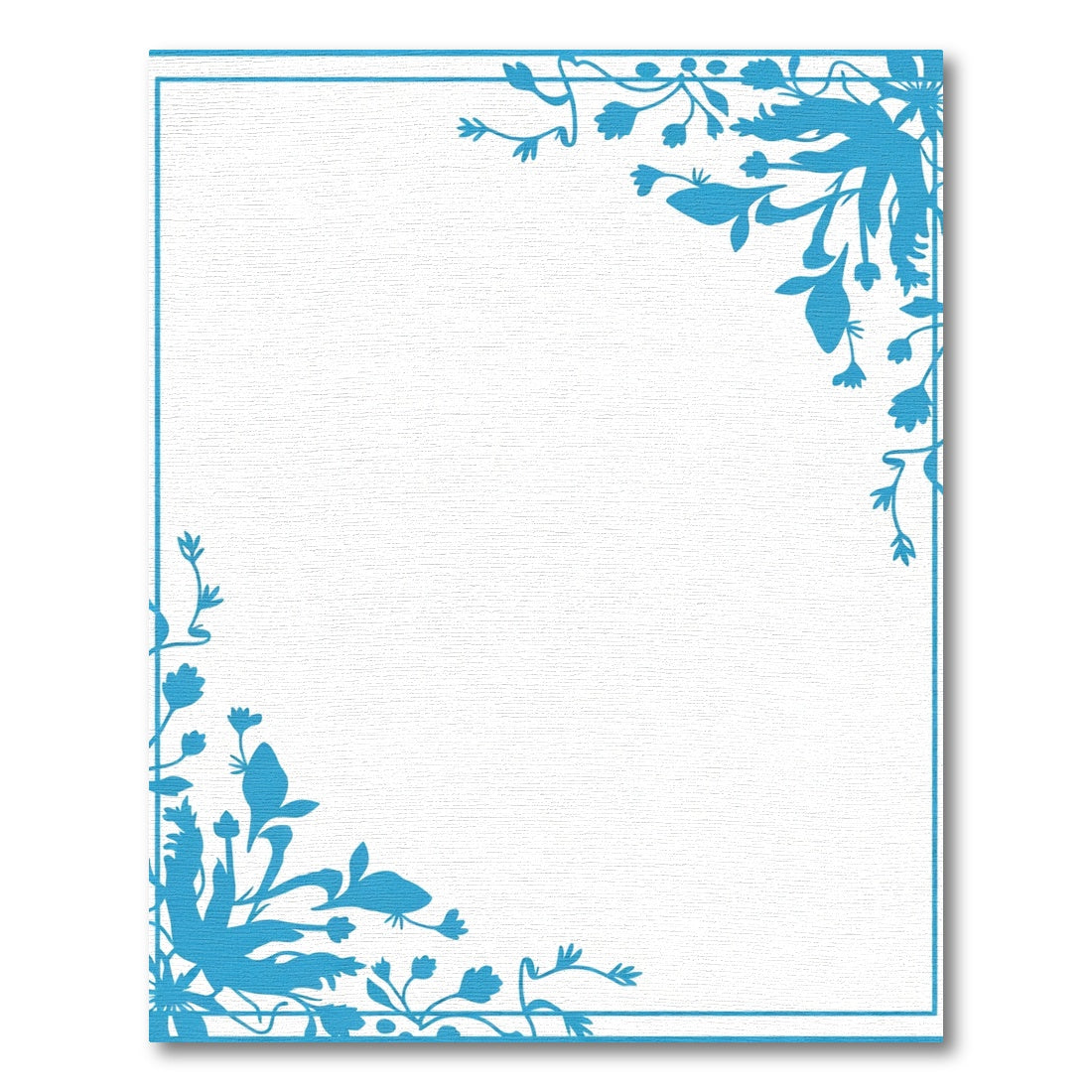 Blue Floral Corner Border Rug