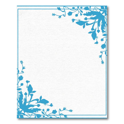 Blue Floral Corner Border Rug