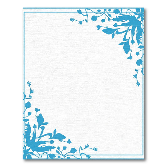 Blue Floral Corner Border Rug