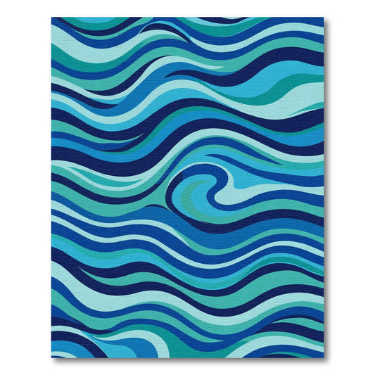 Ocean Blue Wavy Abstract Rug