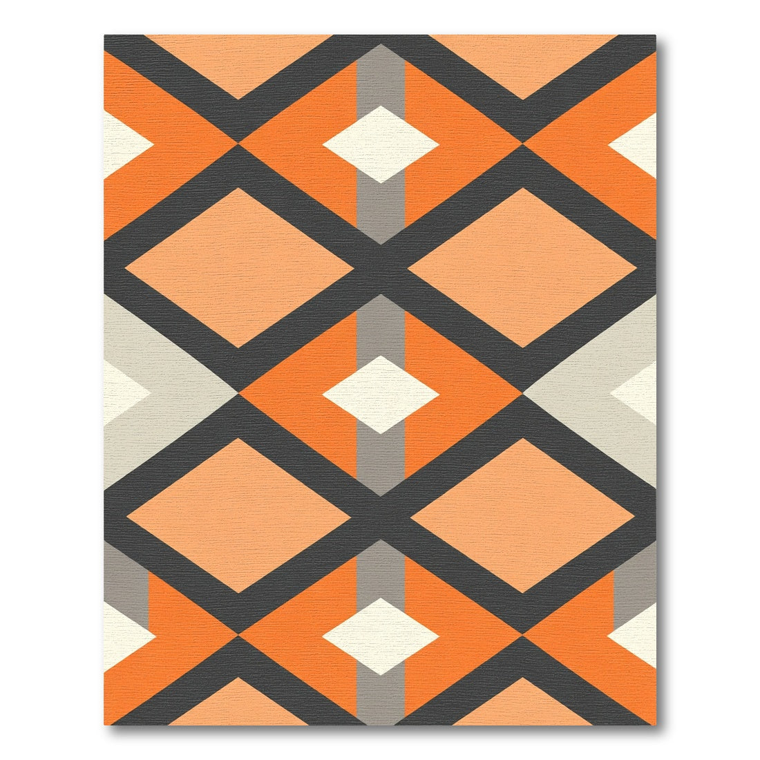 Modern Orange Diamond Geometric Rug