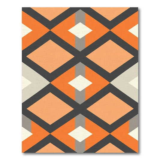 Modern Orange Diamond Geometric Rug