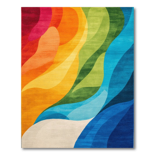 Abstract Area Multi-color and Patterns Vibrant Wave Abstract Area Rug