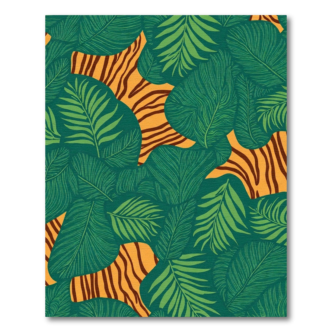 Jungle Tiger Stripe Leaf Pattern Rug