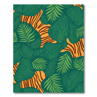 Jungle Tiger Stripe Leaf Pattern Rug