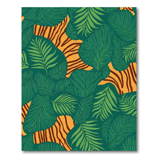Jungle Tiger Stripe Leaf Pattern Rug