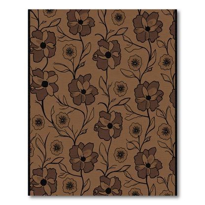 Brown Floral Vine Silhouette Rug