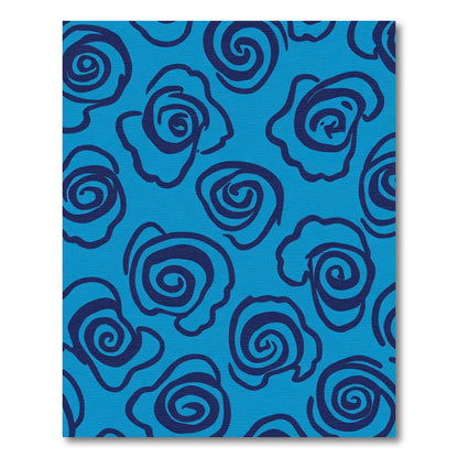Bight Blue Swirl Rose Arrangement Rug