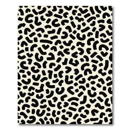 Cream Black Brush Strokes Spots Rug