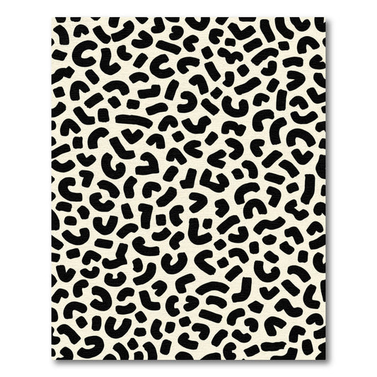 Cream Black Brush Strokes Spots Rug