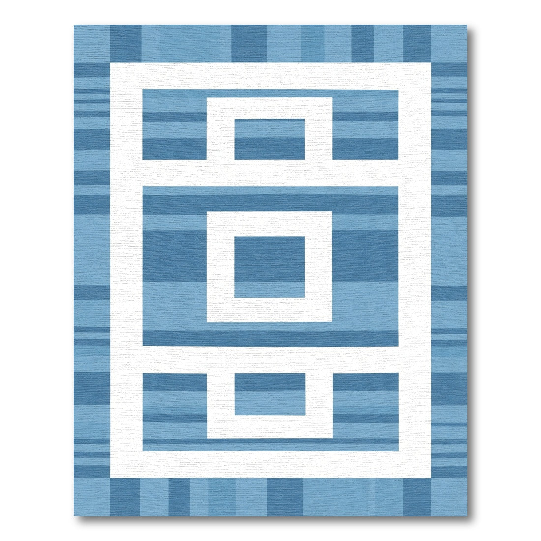 Blue Gradient White Geometric Grid Rug