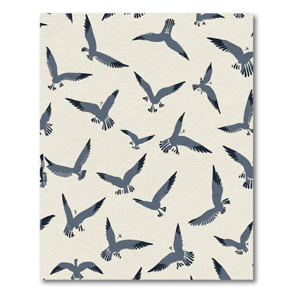 Navy Birds Flying Abstract Composition Rug