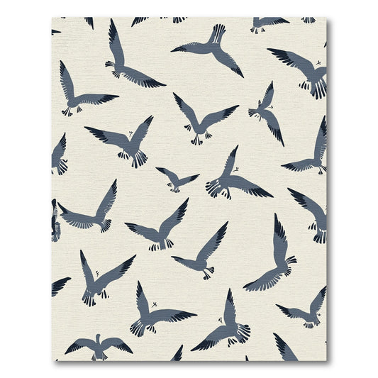 Navy Birds Flying Abstract Composition Rug