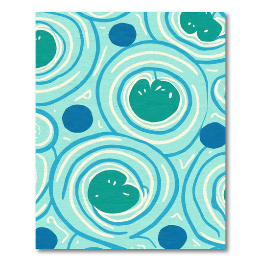 Aqua Swirl Lily Pad Dot Rug