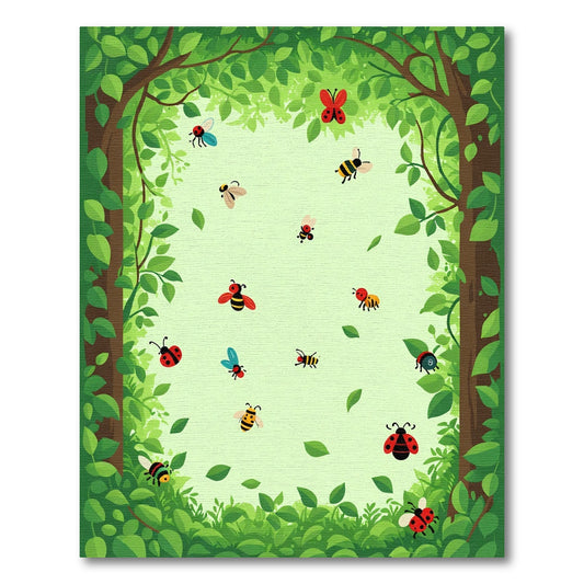 Woodland Bugs And Butterflies Garden Scene Rug