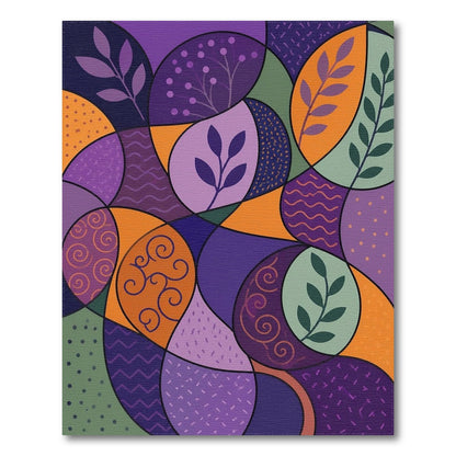 Vibrant Purple Abstract Leaf Area Rug