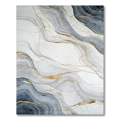 Gray Gold Veined Wave Rug