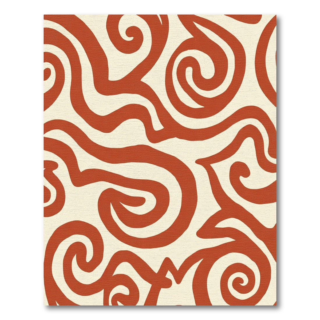 Terracotta Swirl Cream Abstract Lines Rug