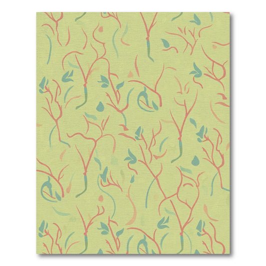 Coral Blue Leafy Vine Whimsical Rug