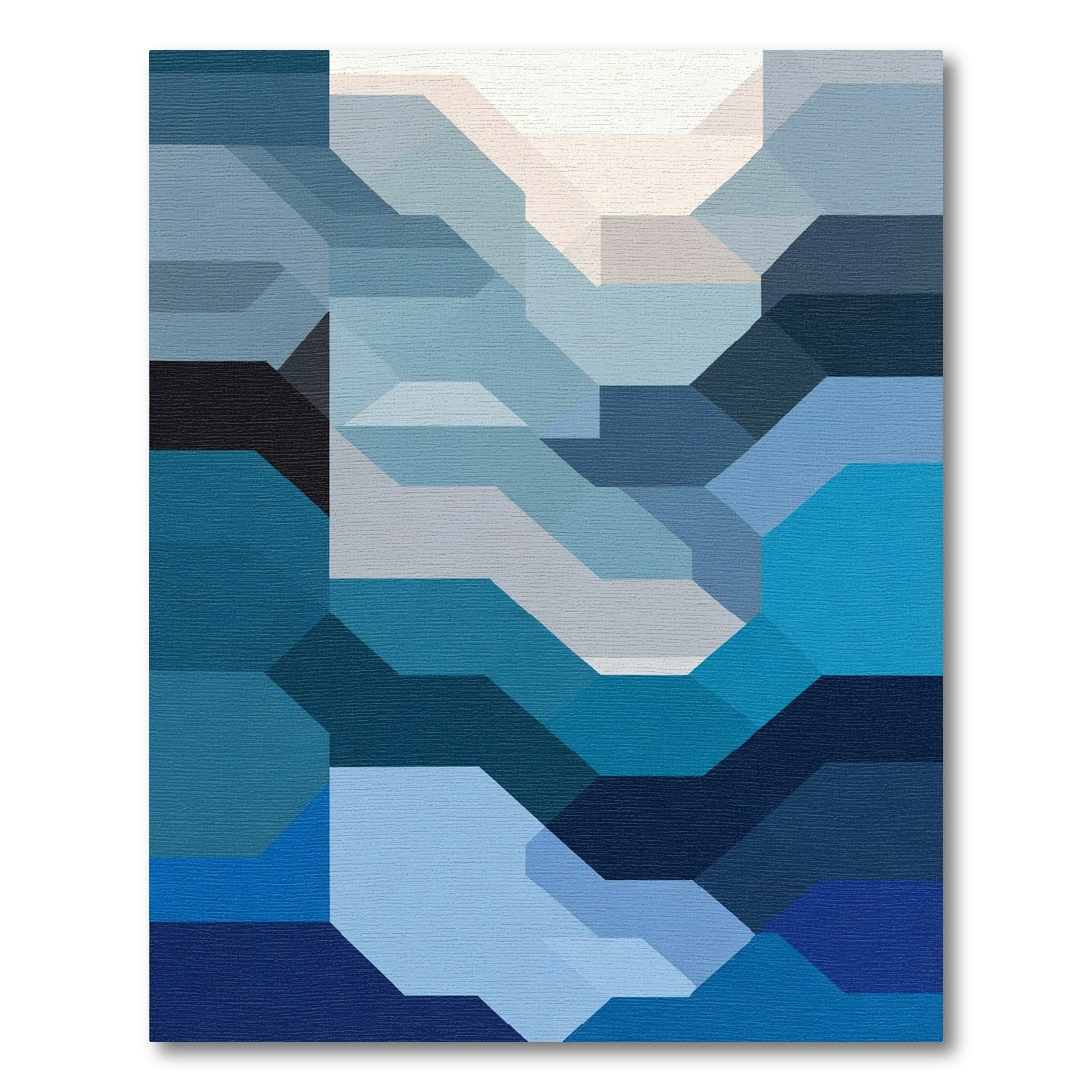Deep Azure Geometric Overlay Rug