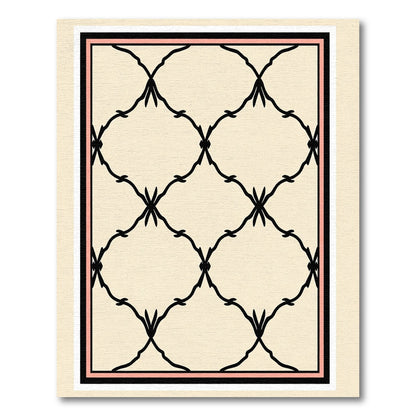 Cream Black Interlocking Vine Frame Rug