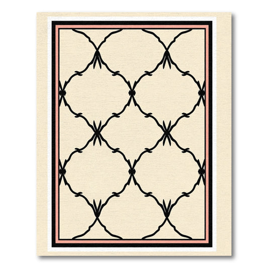 Cream Black Interlocking Vine Frame Rug