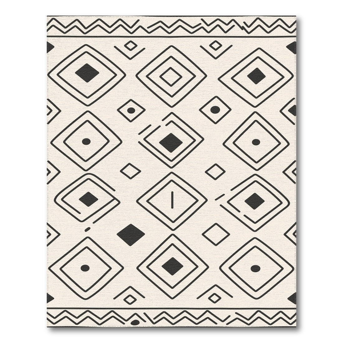 Black White Tribal Diamond Area Rug