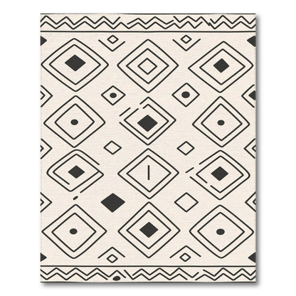 Black White Tribal Diamond Area Rug