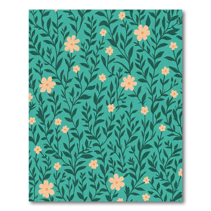 Teal Peach Floral Vine Meadow Rug